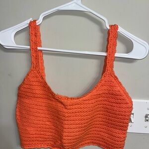 Orange Knit Crop Top